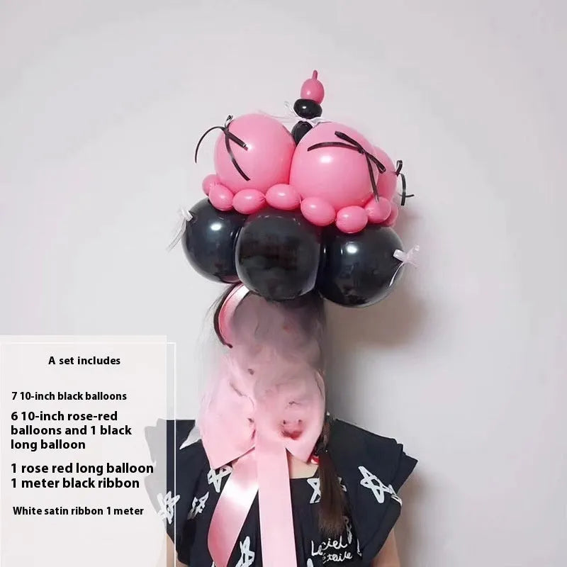 Balloon bouquet DIY kit for cake decoration showing round balloon arrangement materials