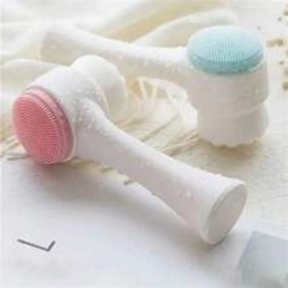 Blue and pink pet paw brush with nylon bristles for dog and cat grooming, measuring 13.5cm long