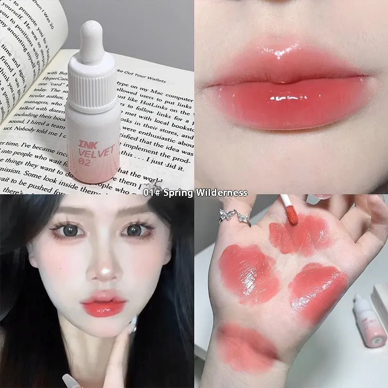 Mirror Lip Lacquer lip gloss tube in one of four shades: Spring Day Wilderness, Orange Tabby Cat Diary, Low-key Charming, or Misty Berry.