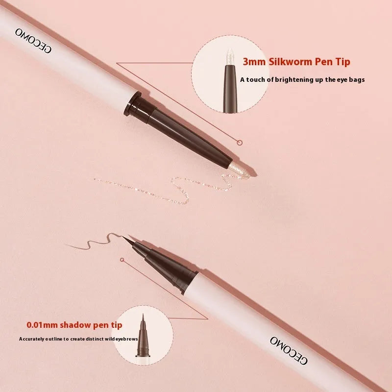 Double-headed silkworm pen eyeliner with stereoscopic star eyes design
