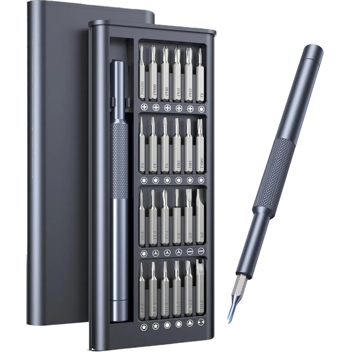 25-in-one magnetic screwdriver set with chrome vanadium steel shafts and ABS handles
