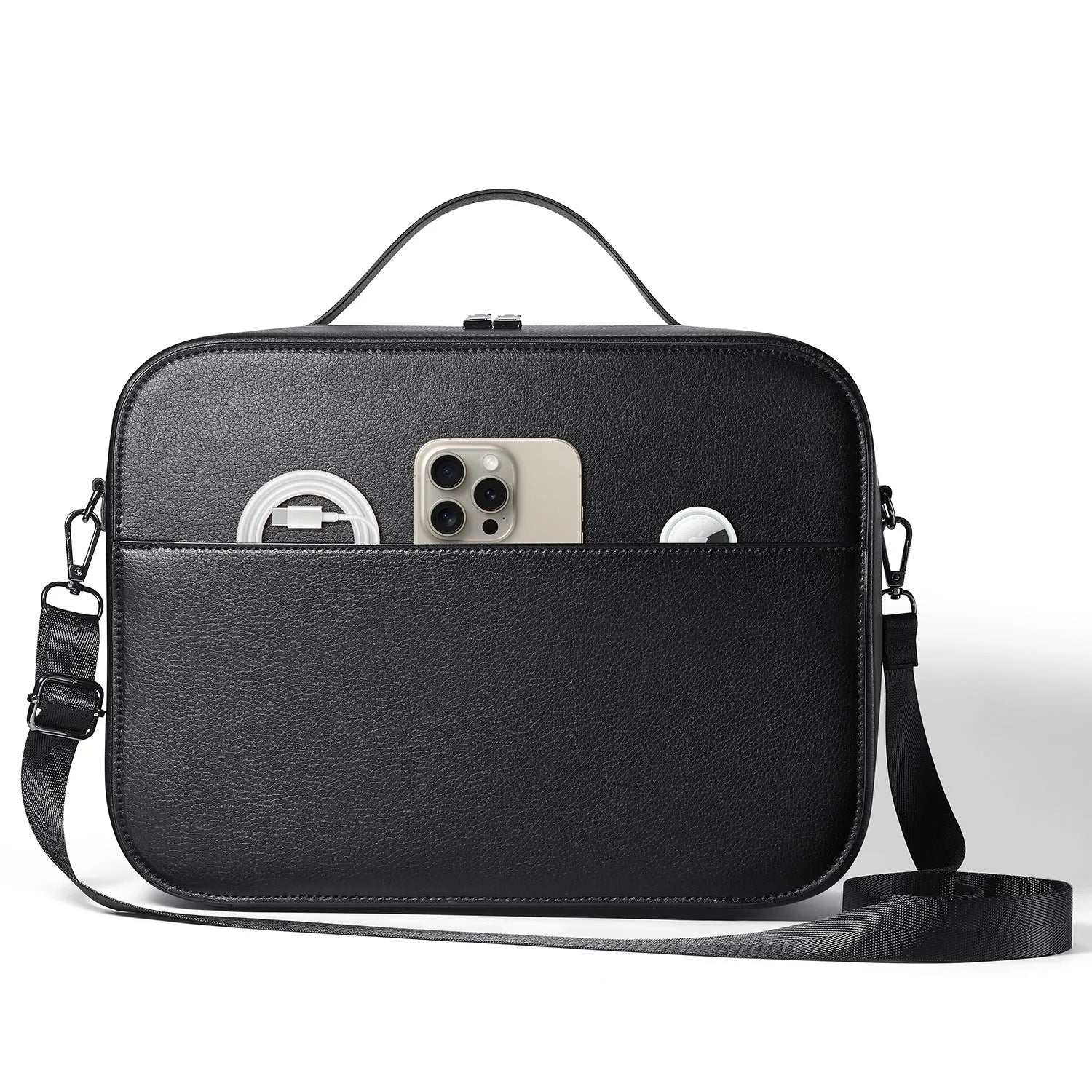 Vision Pro MR storage box in superfiber material showing black and brown colour options