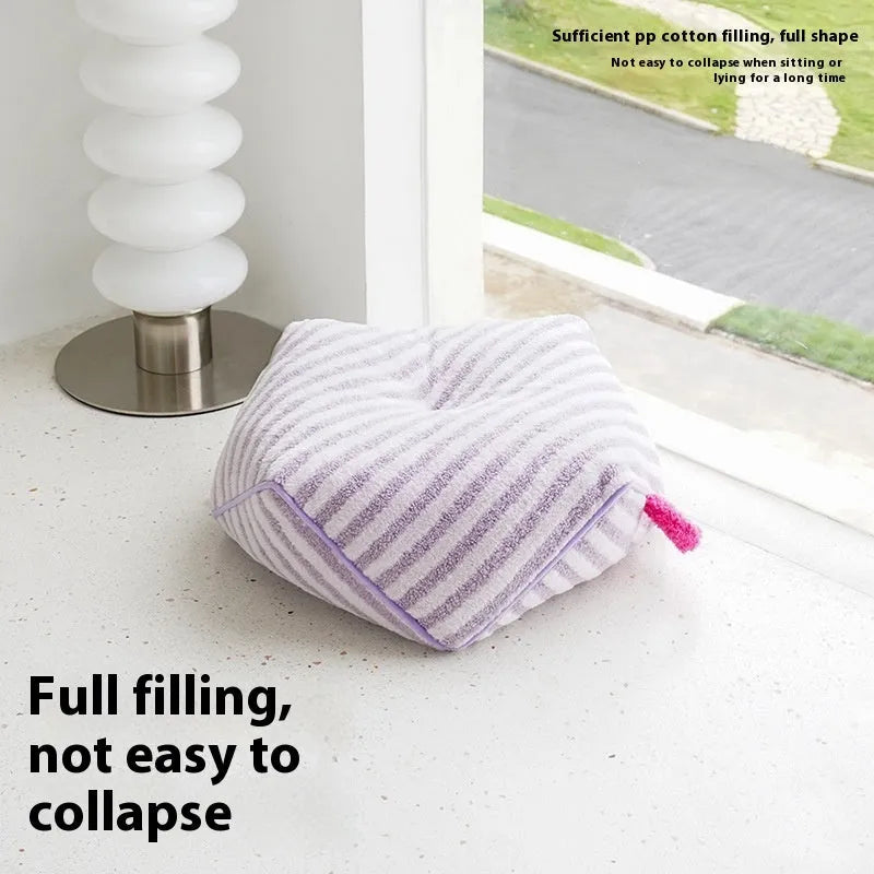 Striped soft velvet pet bed for cats and dogs with a removable cover in orange, purple, or yellow.