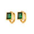 Square zircon stainless steel earrings with geometric design and round ring elements