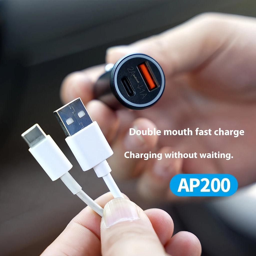 Black car charger GPS vehicle locator made from ABS plastic on a white background.