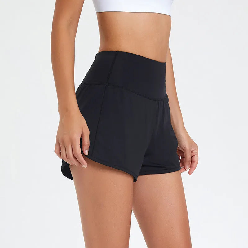 Women's high waist fitness shorts in quick-drying nylon fabric for summer sports