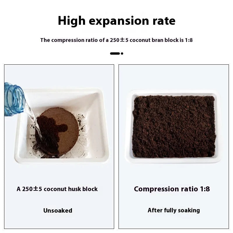Nutrient soil blocks for vegetable planting showing different particle size specifications from 30mm to 100mm