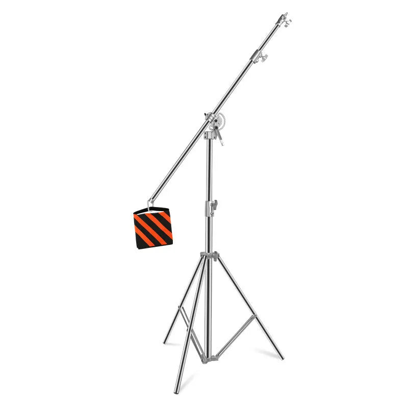 Silver stainless steel adjustable ceiling lamp rack for studio lighting with cross arm design