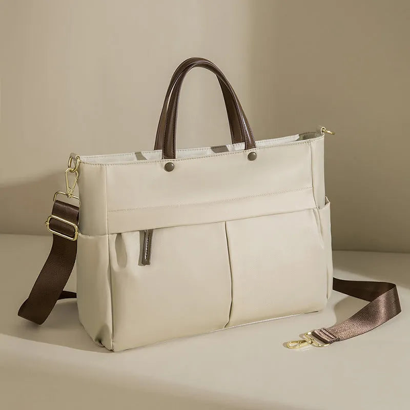 Women's large capacity oxford cloth briefcase showing 36cm length and open pocket design