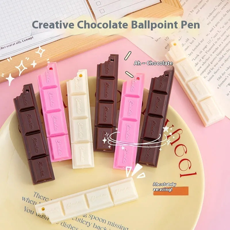 Chocolate ballpoint pen with cartoon food design and 0.5mm bullet tip