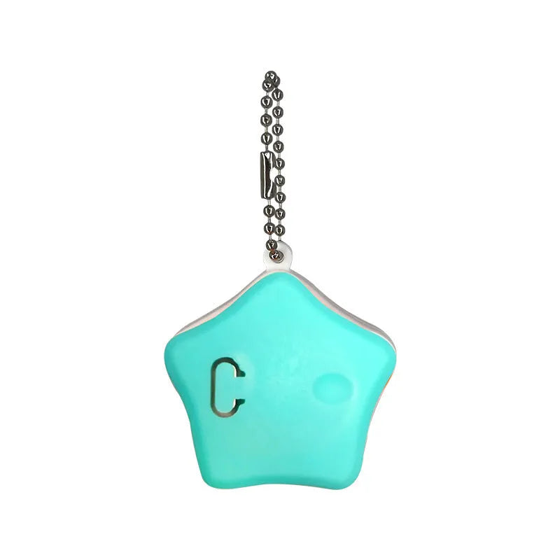 Blue rechargeable pet pendant light attached to dog collar with three lighting modes