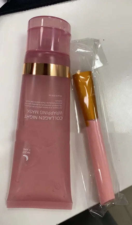75ml collagen night face mask bottle with brush applicator for peel-off skincare treatment