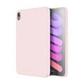 A solid-colour liquid silicone back cover case for an iPad, shown in a selection of seven different colours.