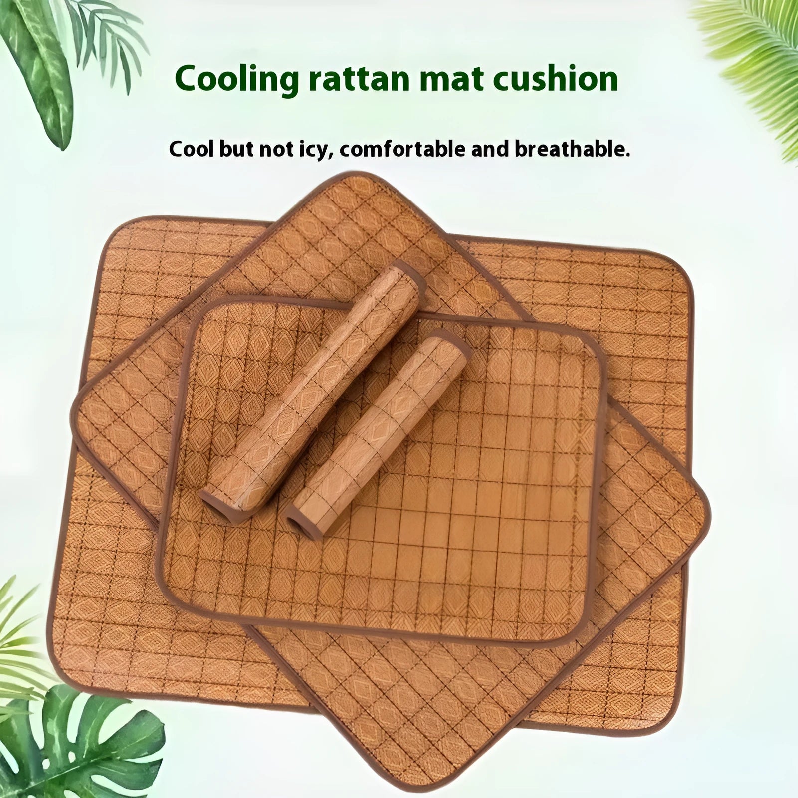 Brown rattan fibre cooling mat for dogs in various sizes from small to extra-large 3XL