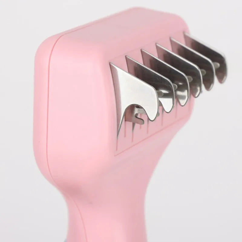 Stainless steel pet grooming comb for dogs and cats in pink or purple colour