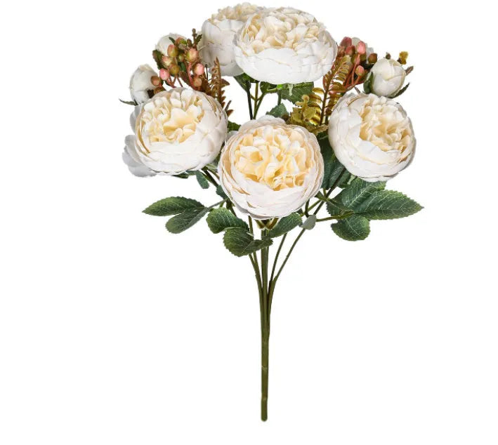 Silk artificial peony flower bouquet in champagne colour for home or wedding decoration