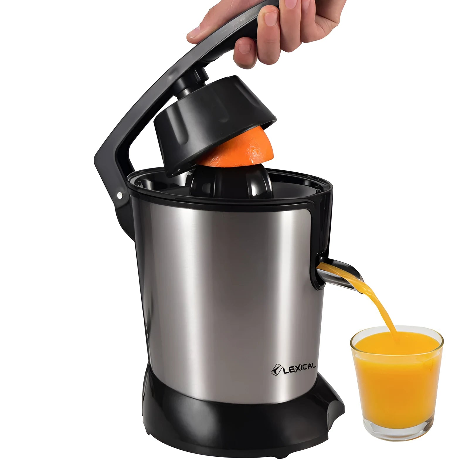 Stainless steel lemon and orange juicer machine with round feeding port