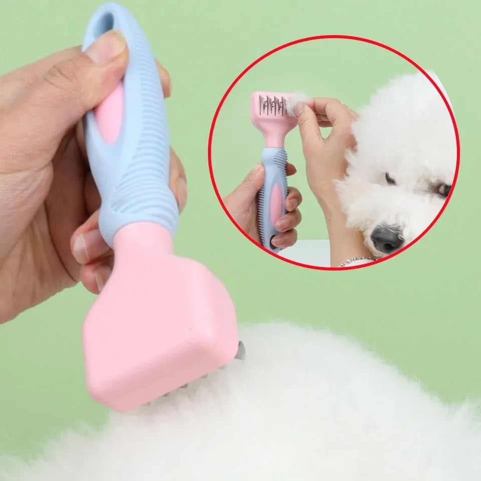 Stainless steel pet grooming comb for dogs and cats in pink or purple colour