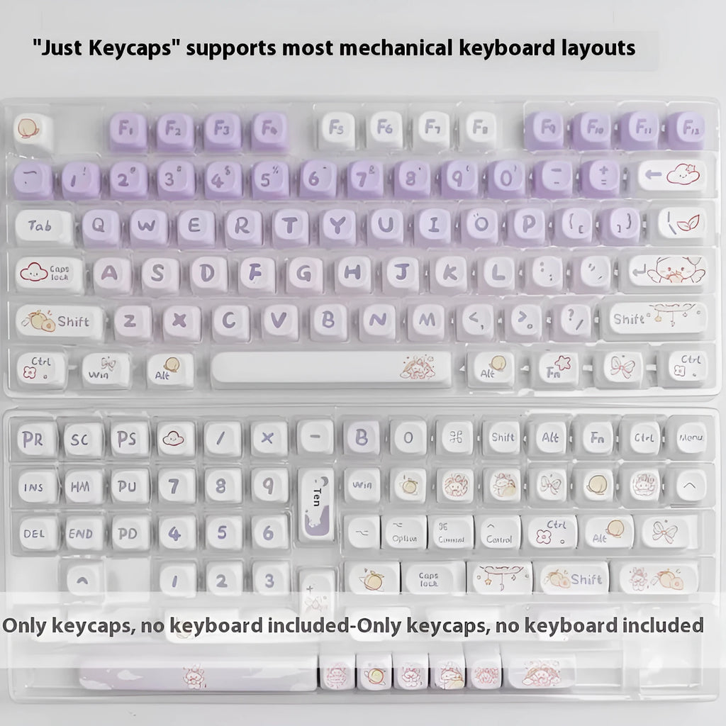 Gradient purple rabbit design PBT keycap set for mechanical keyboard customisation