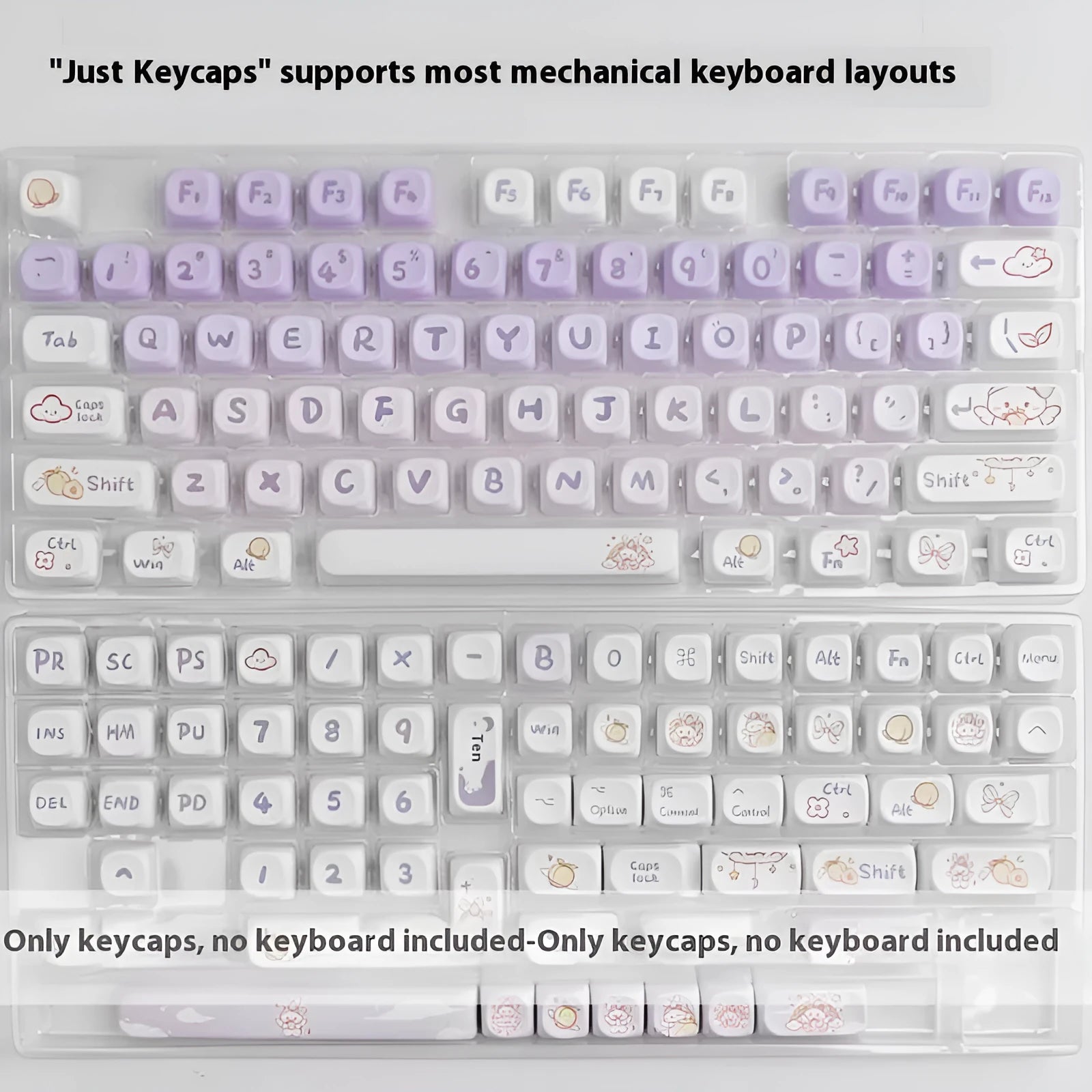 Gradient purple rabbit design PBT keycap set for mechanical keyboard customisation