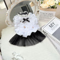 White yarn princess-style waltz gauze skirt for a small dog on a mannequin.