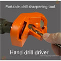 Universal portable grinding drill tool with orange and black replacement wheel sets for irregular sanding