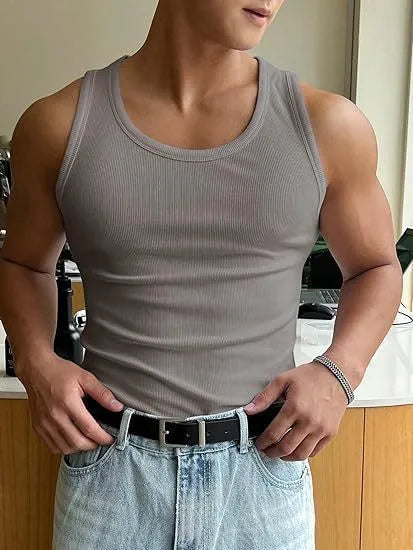 Men's tight-fitting round neck workout t-shirt in polyester for summer sports training