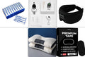 White insomnia help device with handheld remote control, sleep bracelet attachment, and USB charging cable