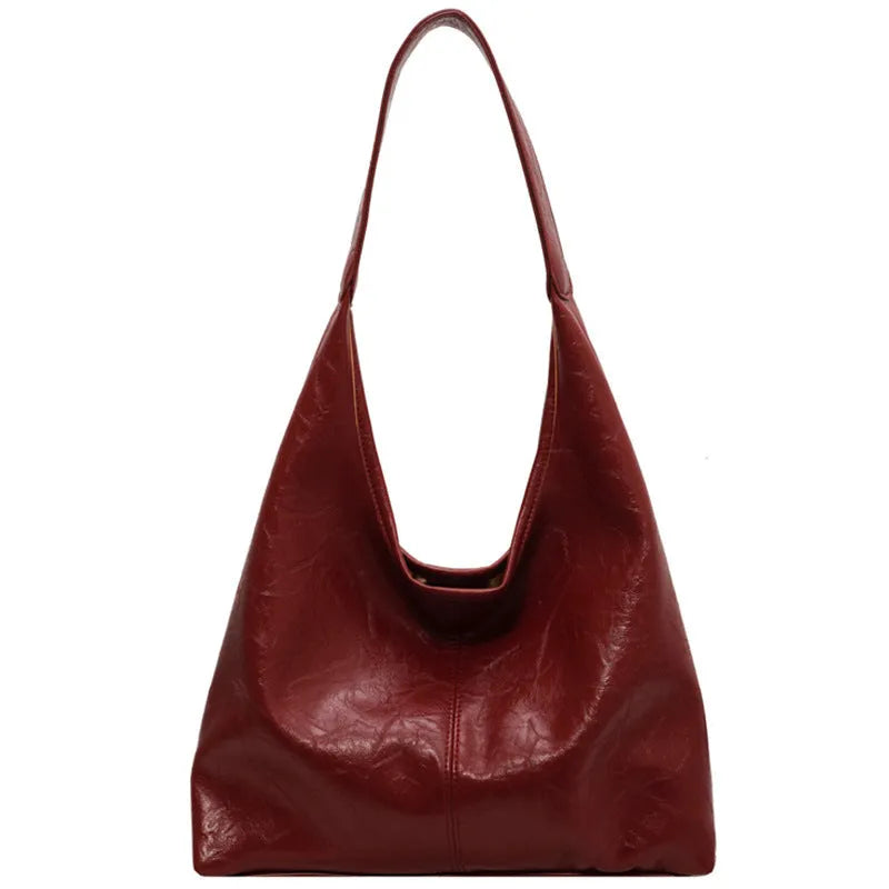 Soft PU leather shoulder bag with sandwich pockets in five colour options