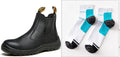 Black leather safety boots with high-top design and anti-piercing sole for industrial work