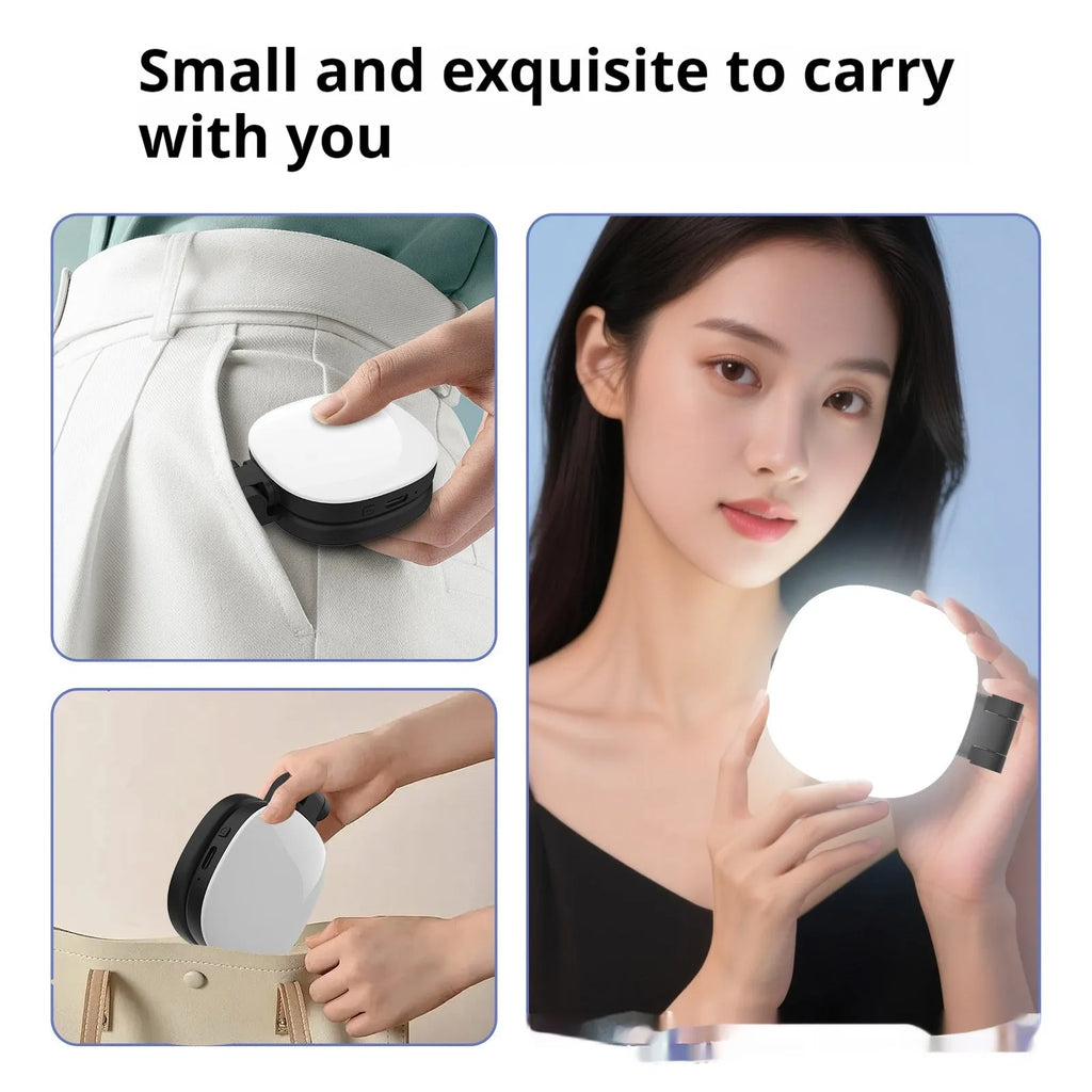 Black and white mobile phone magnetic selfie fill light with adjustable brightness