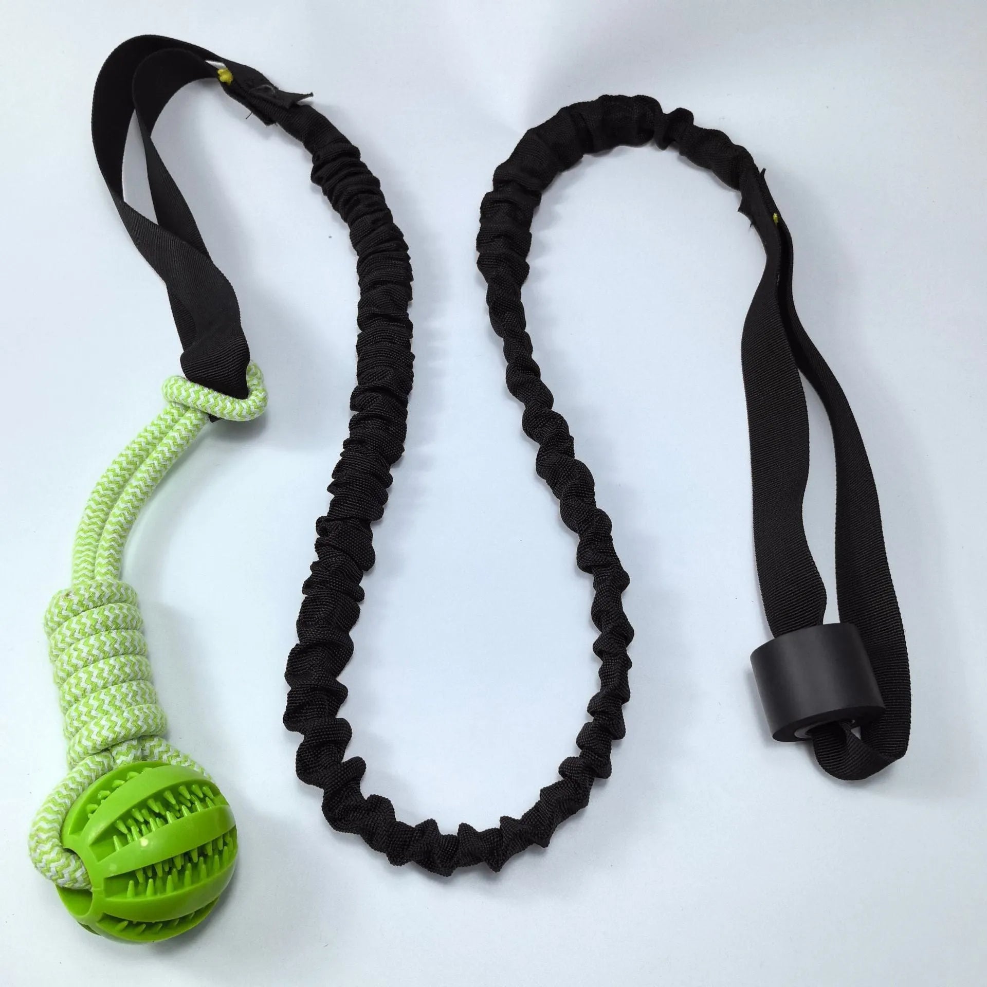 Cotton thread dog tug of war rope toy in green corncob, teether ball, or handle drawstring styles