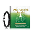 Men's black gallstone and glass bead smoke prevention bracelet on elasticated cord