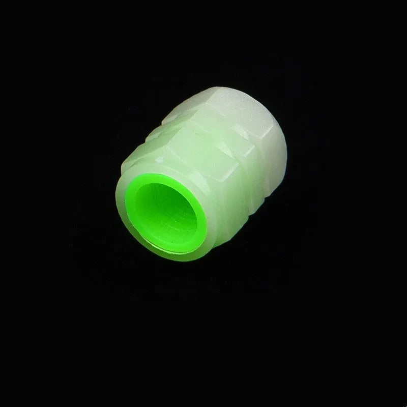 Rubber luminous car valve caps measuring 16mm diameter for universal tyre valve stems