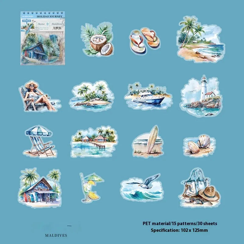 Architecture journal stickers with retro style world landmark designs including Paris Arc de Triomphe and London Big Ben