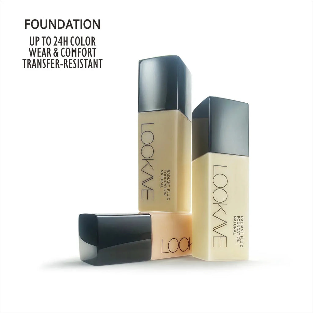 LOOKAVE matte liquid foundation bottle in ivory white shade from the LK63C colour range