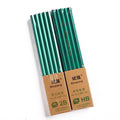 Box of ten green hexagonal wooden pencils with HB and 2B graphite grades for drawing and writing.