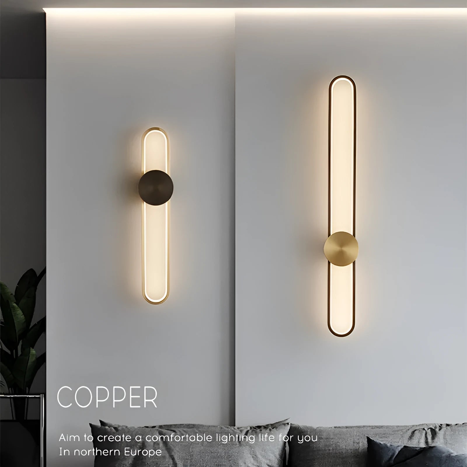 Modern minimalist circular wall lamp with 60cm iron shade and LED lighting