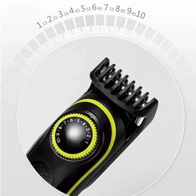Black KM-696 rechargeable electric hair clipper with stainless steel blades and cleaning brush