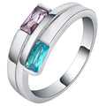 Silver colour copper ring with zircon detailing showing European and American style design