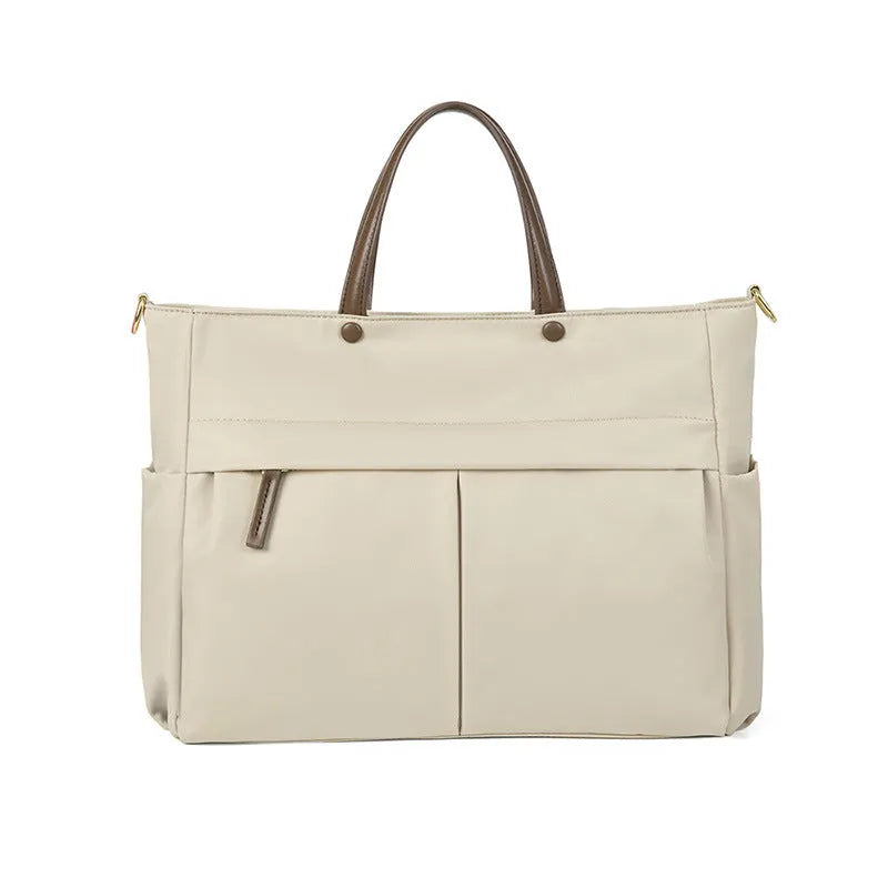 Women's large capacity oxford cloth briefcase showing 36cm length and open pocket design