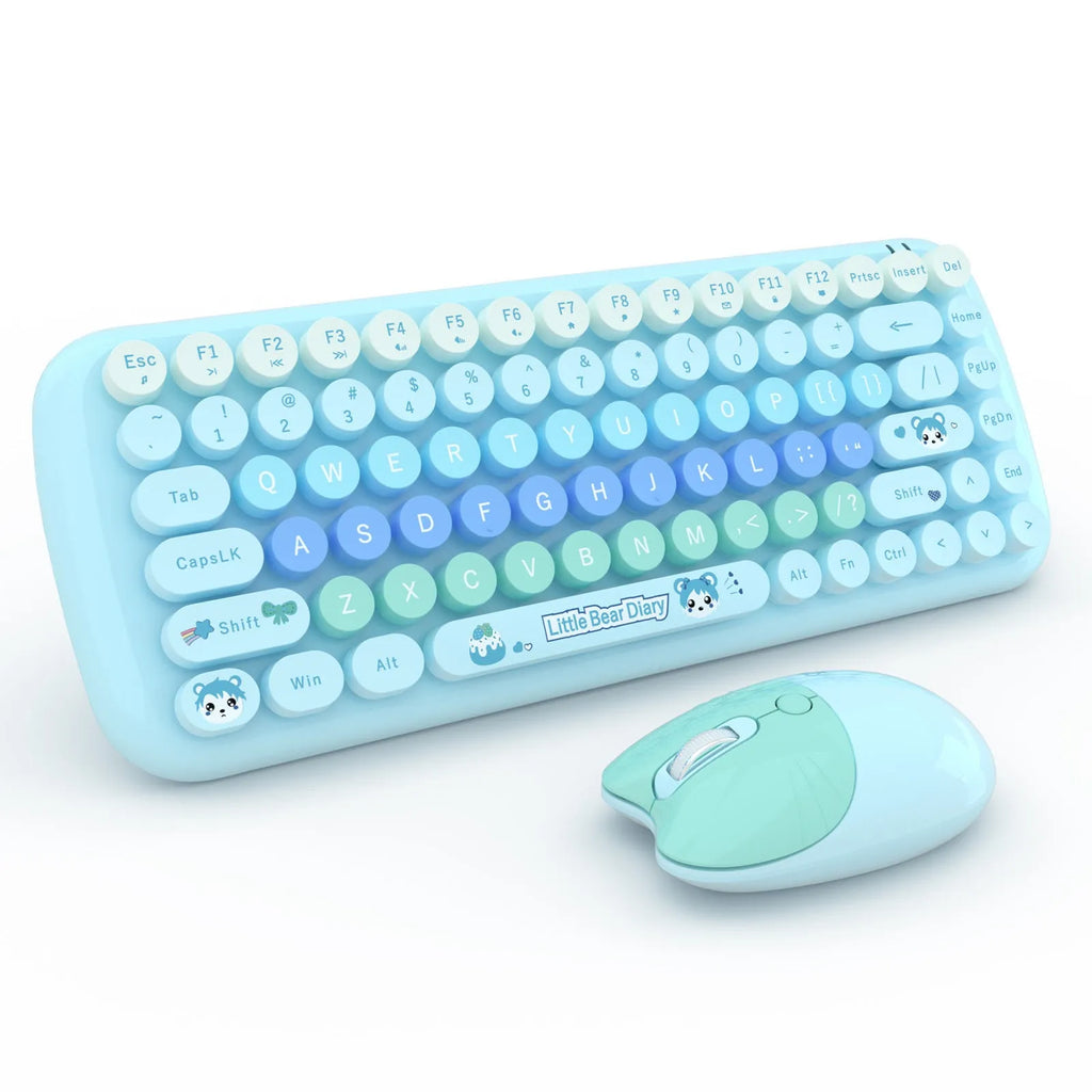 Candy coloured mini wireless keyboard and mouse set measuring 43.5cm with four colour options