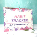Habit tracking planner showing 12 internal pages in A4 21x28cm size with colour options
