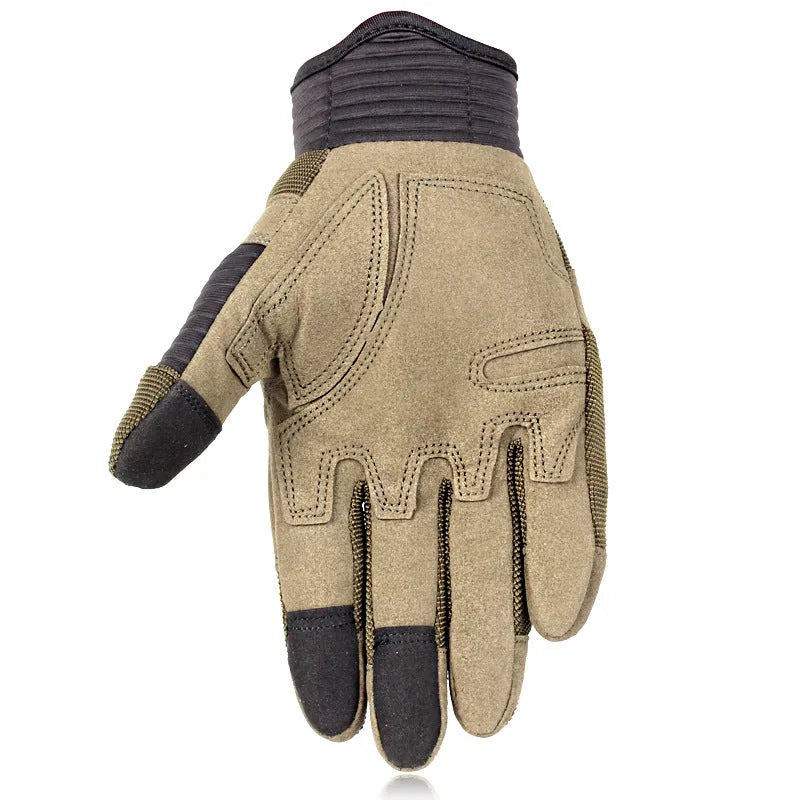Pair of touch screen military tactical full finger motorbike gloves in knitted fabric black colour