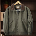 Men's plus-size washed cotton baseball jacket in army green colour