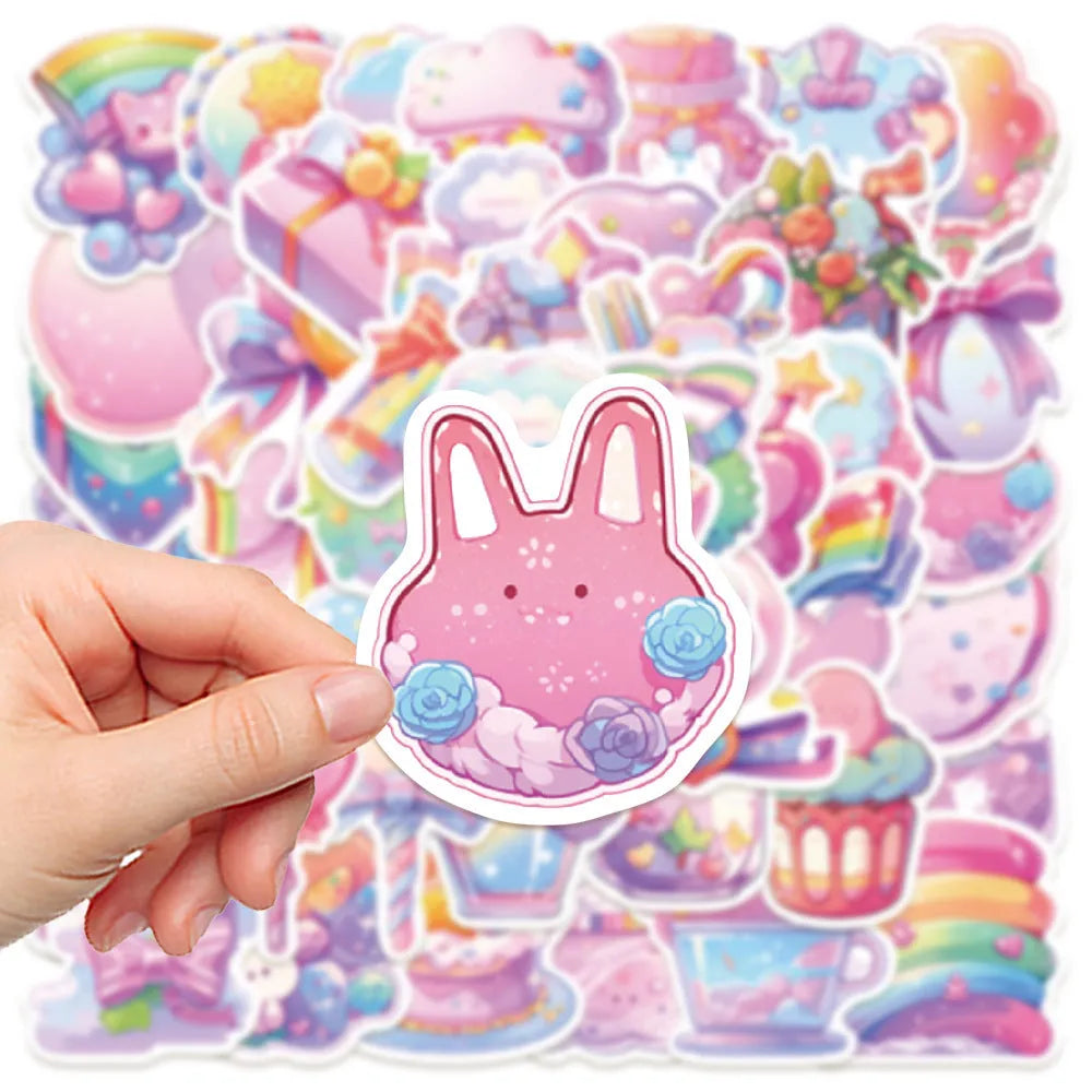 Cute candy small object decorative waterproof stickers in fresh colours for hand account decoration