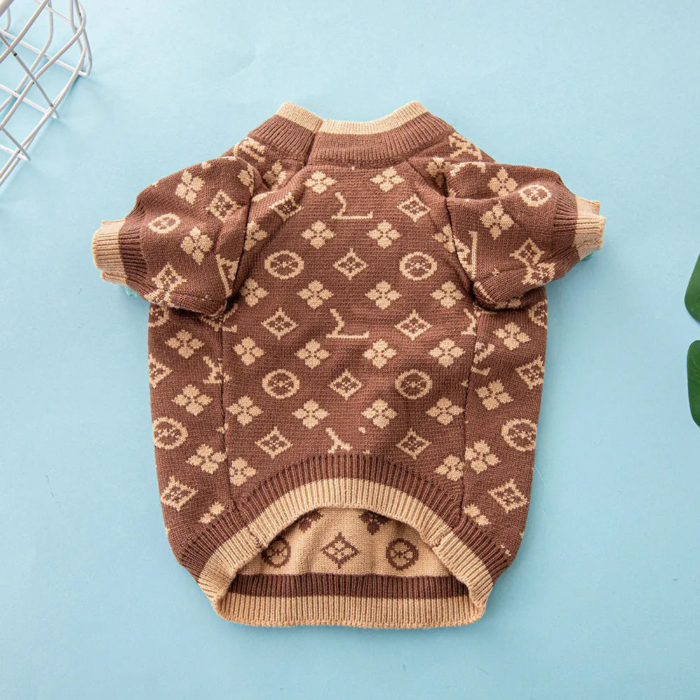 Wool dog sweater in monochrome or two-tone colours for autumn and winter wear
