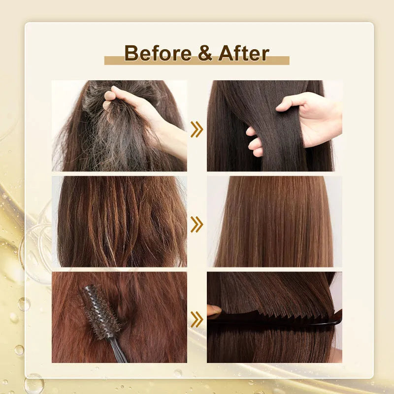 Yellow 50ml curly hair repair essential oil bottle for split ends and scalp oil control treatment