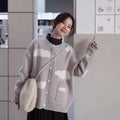 Women's loose fit blue spandex cardigan with cloud pattern and long sleeves