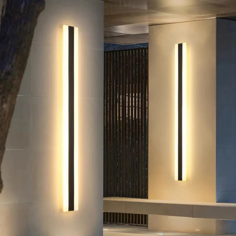 Outdoor LED strip straight wall lamp with wrought iron shell, 150cm length, IP65 waterproof rating
